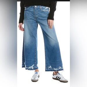 Re-done Classic Blue Wide-Leg Women Jeans